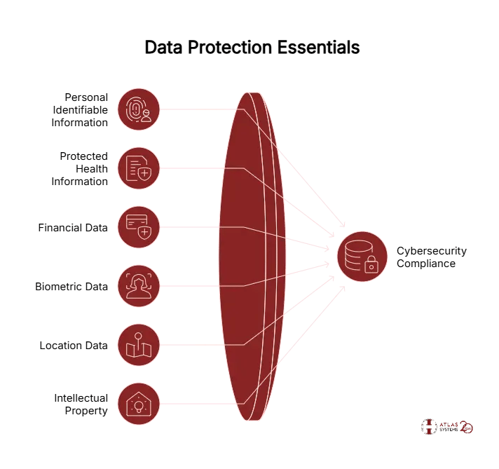 Types of data subjected to cybersecurity compliance - visual selection