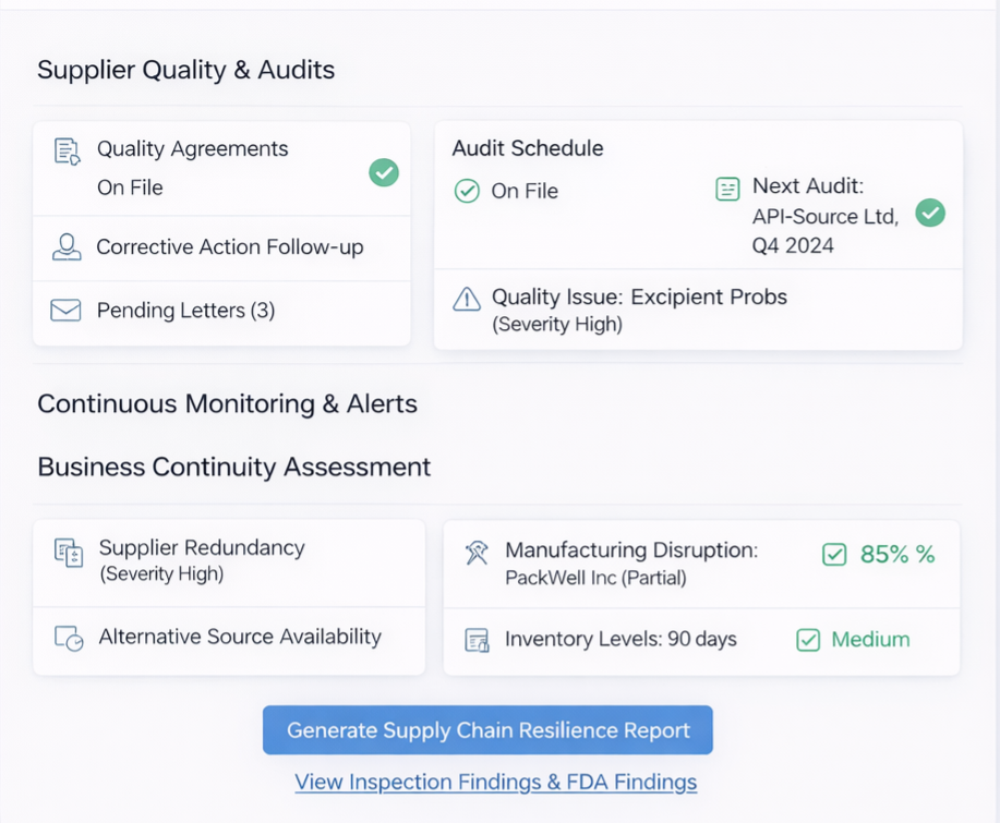 Supplier Quality and Business Continuity 